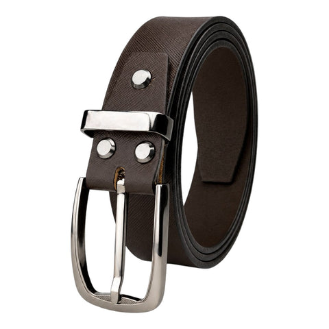 Crabby Hunt Men's Genuine Leather Belt – Brown Sufiyana Finish with Gunmetal Round Buckle