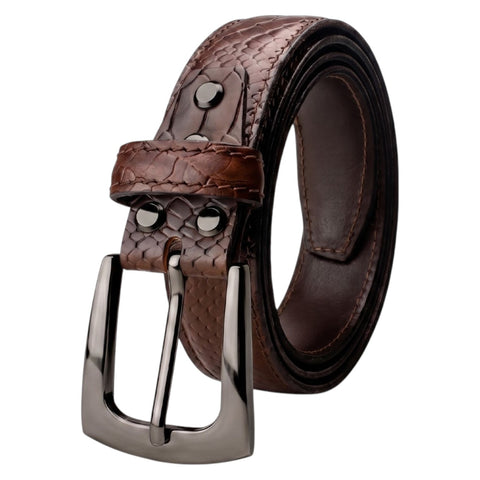 Brown Croco Embossed Genuine Leather Belt with Gun Metal Buckle | Premium Men's Formal & Casual Belt