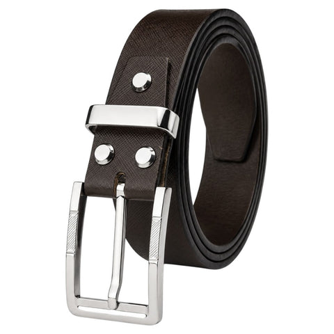 Crabby Hunt Sufiyana Textured Brown Leather Belt with Square Buckle | Premium Formal & Casual Men's Belt