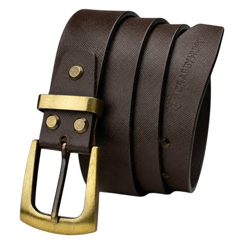 Crabby Hunt Men's Genuine Leather Brown Sufiyana Belt with Golden Buckle | Classic Formal & Casual Belt