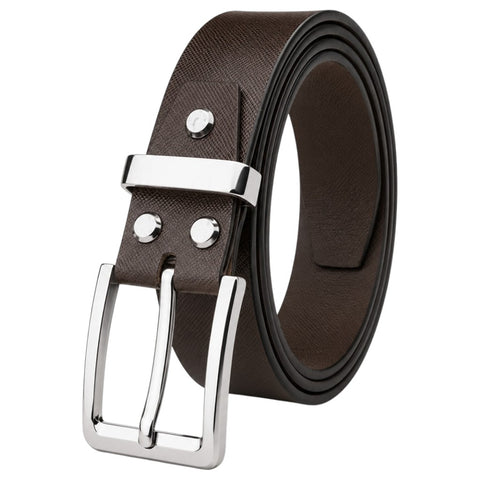 Crabby Men's Sufiyana Brown Genuine Leather Belt with Silver Buckle | Classic Formal & Casual Belt