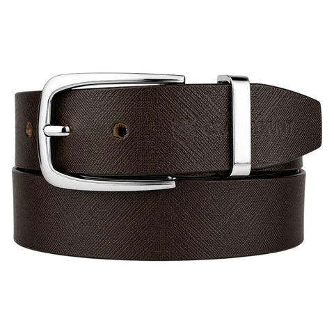 Crabby Hunt Men's Genuine Leather Belt – Brown Sufiyana Finish with Gunmetal Round Buckle