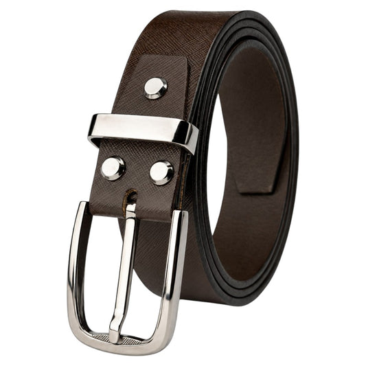 Crabby Hunt Men's Genuine Leather Belt – Brown Sufiyana Finish with Gunmetal Round Buckle