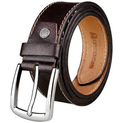 Crabby Hunt Men Genuine Leather Belt with Stitching | Dark Brown Formal & Casual Belt | Premium Thread Design