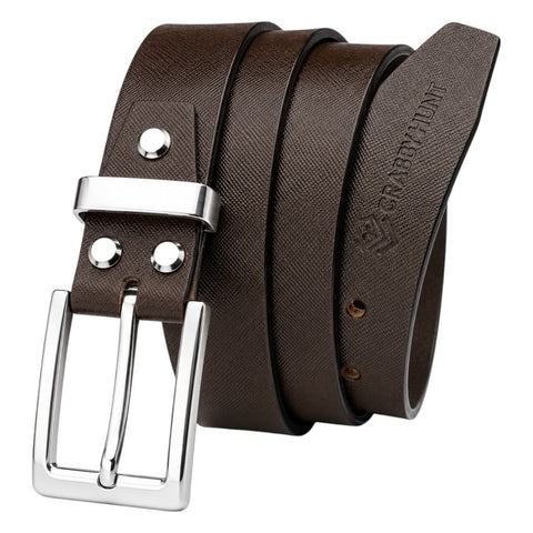 Crabby Men's Sufiyana Brown Genuine Leather Belt with Silver Buckle | Classic Formal & Casual Belt