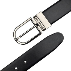 Crabby Hunt Men's Reversible Genuine Leather Belt with Metro Silver Round Buckle | Black & Brown Formal Belt