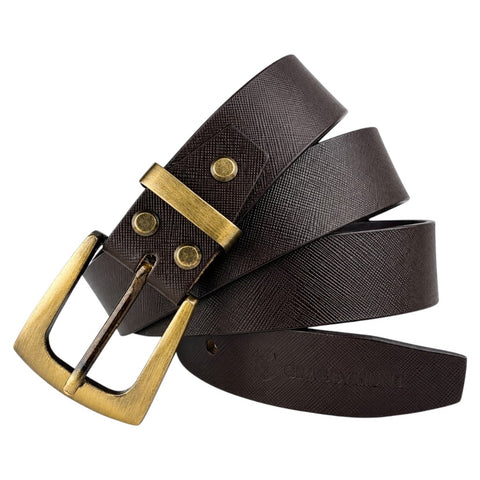 Crabby Hunt Men's Genuine Leather Brown Sufiyana Belt with Golden Buckle | Classic Formal & Casual Belt