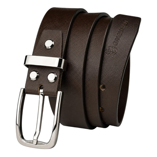 Crabby Hunt Men's Genuine Leather Belt – Brown Sufiyana Finish with Gunmetal Round Buckle