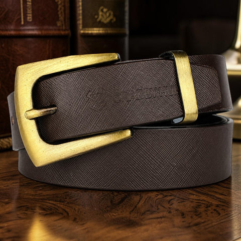 Crabby Hunt Men's Genuine Leather Brown Sufiyana Belt with Golden Buckle | Classic Formal & Casual Belt
