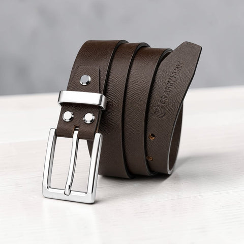 Crabby Men's Sufiyana Brown Genuine Leather Belt with Silver Buckle | Classic Formal & Casual Belt