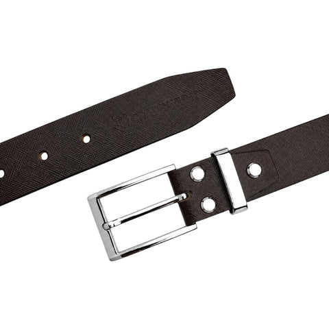 Crabby Hunt Premium Brown Textured Leather Belt with Silver Buckle