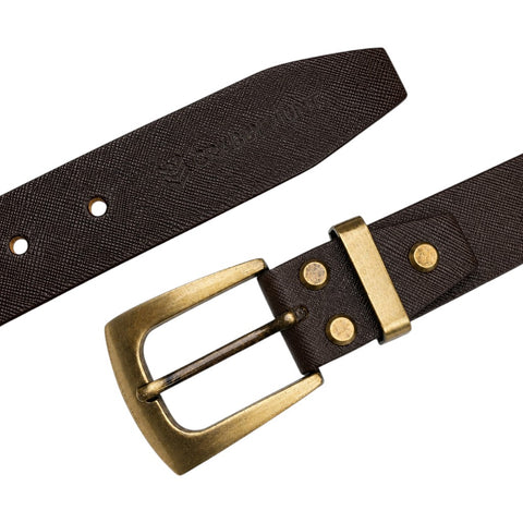 Crabby Hunt Men's Genuine Leather Brown Sufiyana Belt with Golden Buckle | Classic Formal & Casual Belt