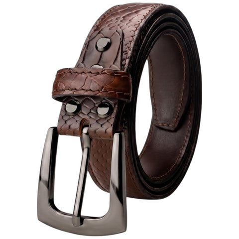 Brown Croco Embossed Genuine Leather Belt with Gun Metal Buckle | Premium Men's Formal & Casual Belt