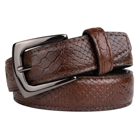 Brown Croco Embossed Genuine Leather Belt with Gun Metal Buckle | Premium Men's Formal & Casual Belt