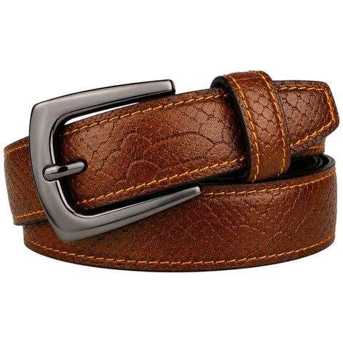 Men’s Tan Croco Genuine Leather Belt – Gunmetal Pin Buckle, Premium Formal & Casual Belt for Men