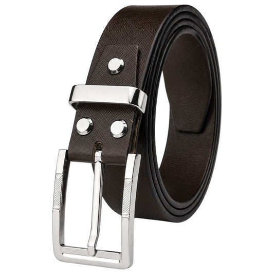Crabby Hunt Sufiyana Textured Brown Leather Belt with Square Buckle | Premium Formal & Casual Men's Belt