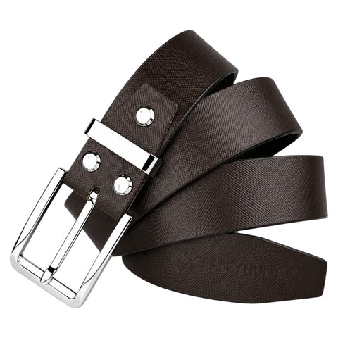 Crabby Men's Sufiyana Brown Genuine Leather Belt with Silver Buckle | Classic Formal & Casual Belt