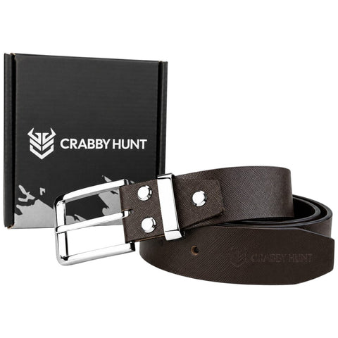 Crabby Men's Sufiyana Brown Genuine Leather Belt with Silver Buckle | Classic Formal & Casual Belt