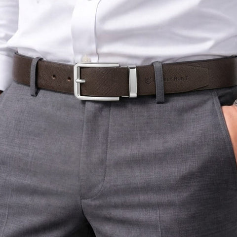 Crabby Men's Sufiyana Brown Genuine Leather Belt with Silver Buckle | Classic Formal & Casual Belt
