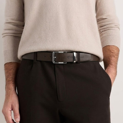 Crabby Hunt Sufiyana Textured Brown Leather Belt with Square Buckle | Premium Formal & Casual Men's Belt