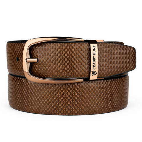 Crabby Hunt Orbit Round Reversible Belt – Chocolate Brown & Black | Textured Finish