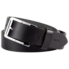 Premium Genuine Leather Belt for Men – Classic Black with Polished Silver Buckle