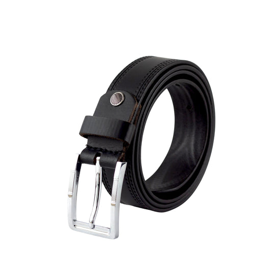 Crabby Hunt Classic Black Genuine Leather Belt for Men – Sleek Finish, Durable Build, Premium Quality & Elegant Look